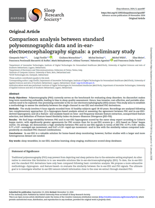 Comparison analysis between standard polysomnographic data and in-ear-electroencephalography signals- a preliminary study