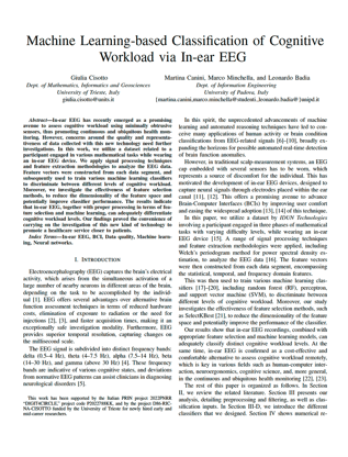 Machine Learning-based Classification of Cognitive Workload via In-ear EEG